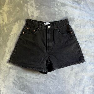 Zara Black High Waist Denim Shorts